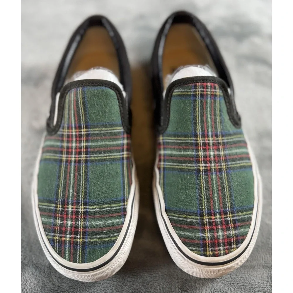 Vans Slip On Shoes Mens Size 6 Womens 7.5 Plaid Custom Classic Skate‎ Sneakers